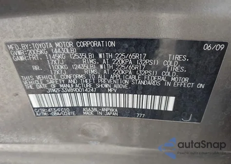 2009 Toyota Rav4 from USA, damaged, VIN JTMZF33V595014247